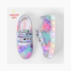 FabKids Tie Dye Light Up Cat Sneakers, Size 12